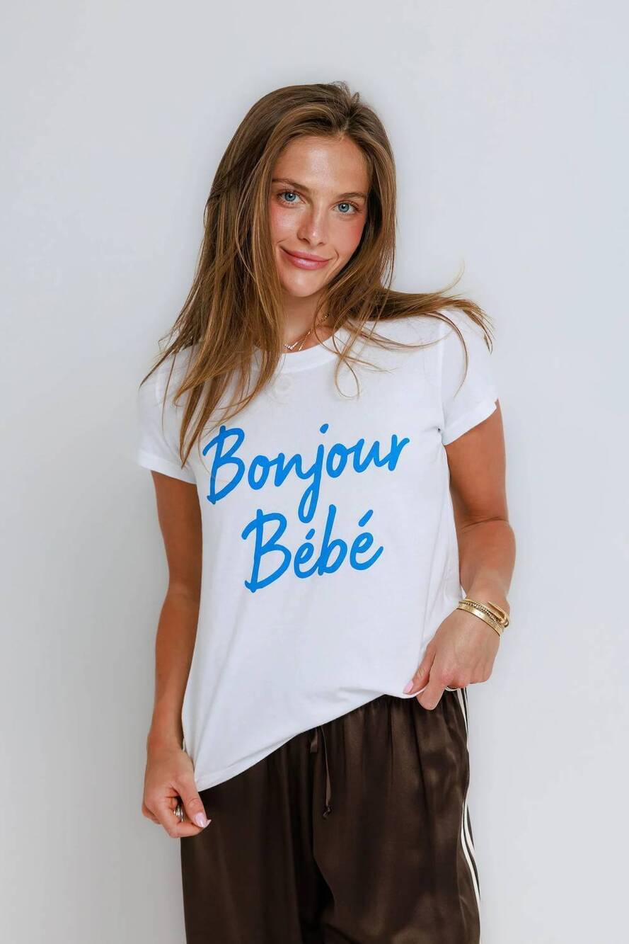 NEW SUNNY SOMEWHERE bonjour bebe tee in white